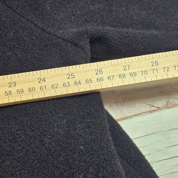 Vintage 80s Embroidered Black Wool Swing Coat, Women's XXL - Picture 5 of 9